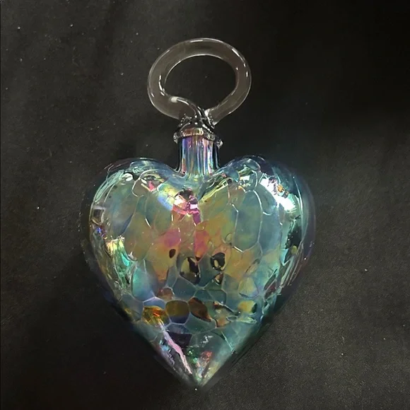 Iridescent Heart-Shaped Glass Ornament - Picture 1 of 5